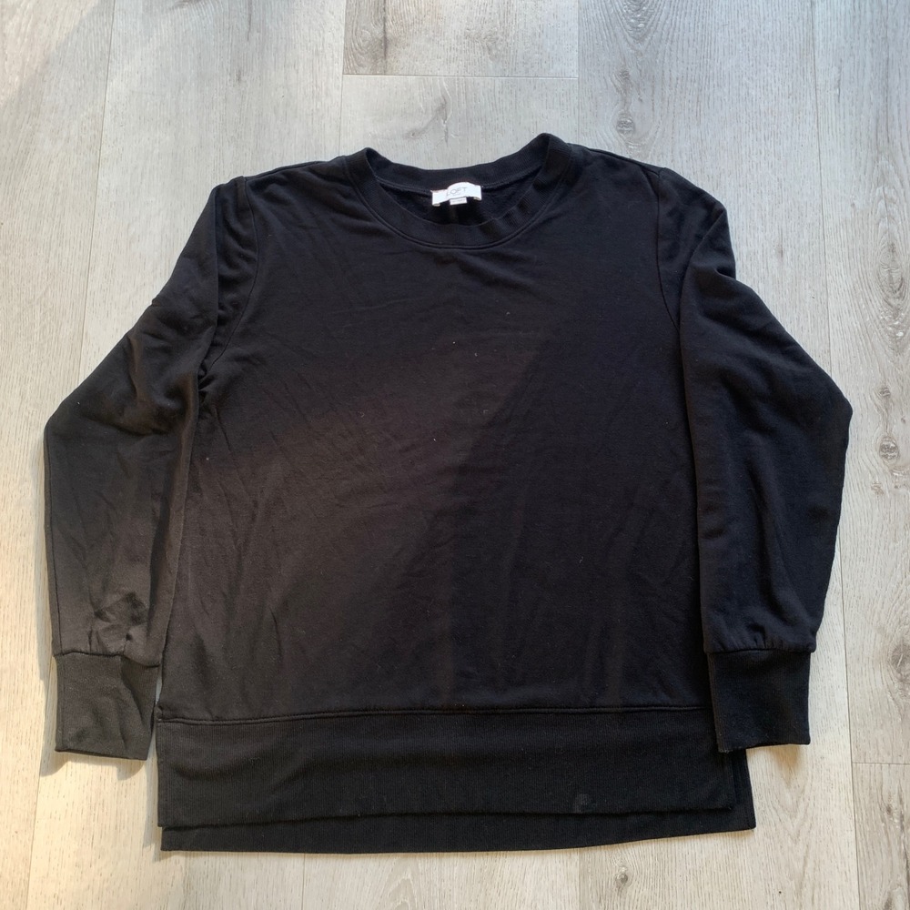 LOFT Women's Charcoal Black Long Sleeve Crewneck Pullover‎ Top